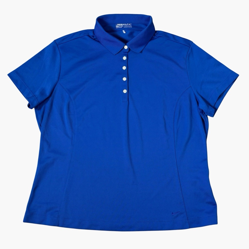 Nike Golf Polo Shirt Womens 2XL Blue Dri Fit Short Sleeve Performance Tennis
